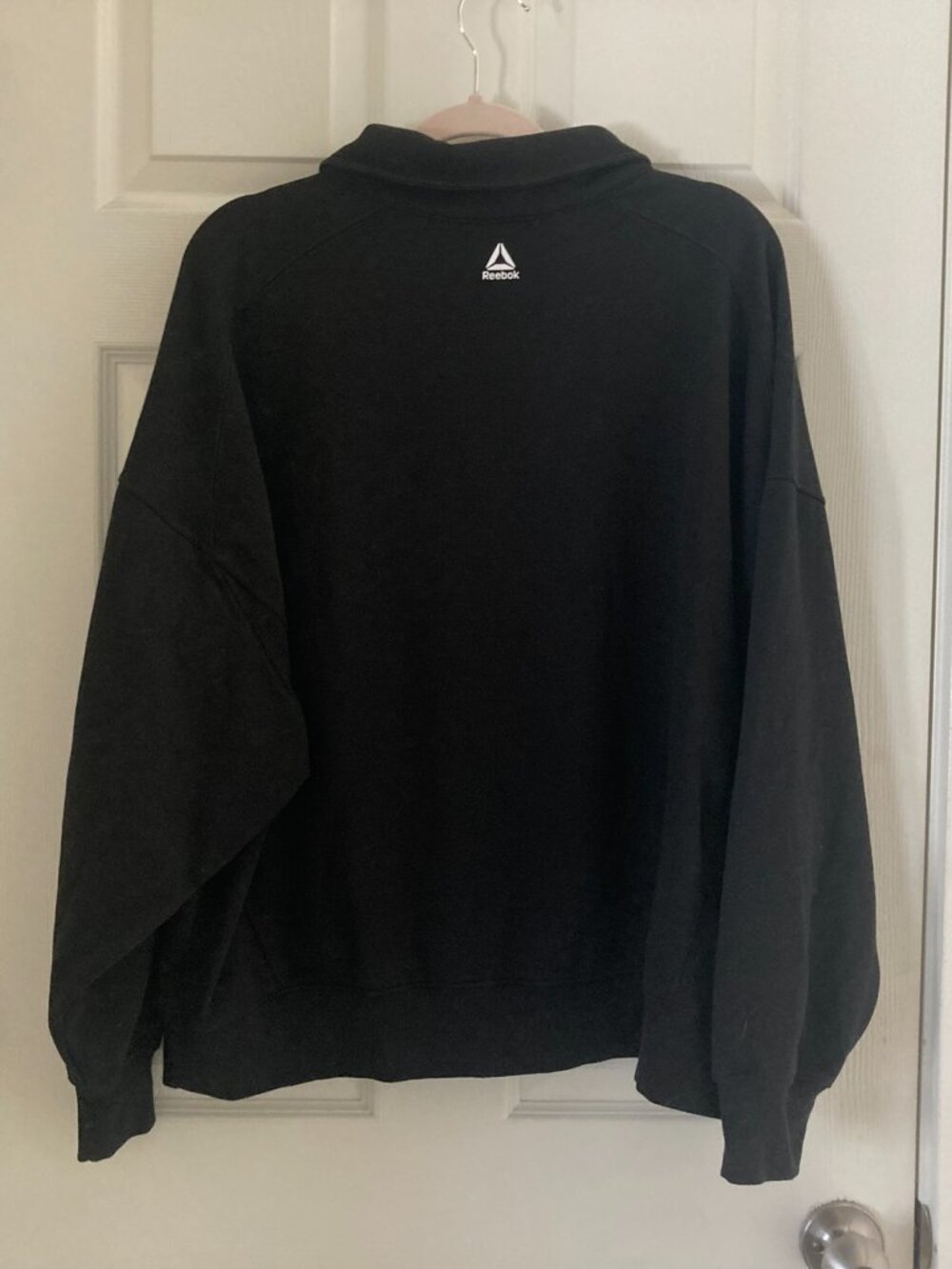 Reebok Sports Club Black Snap Collar Cropped Sweatshirt Women Size 3XL Worn Once - Picture 2 of 4